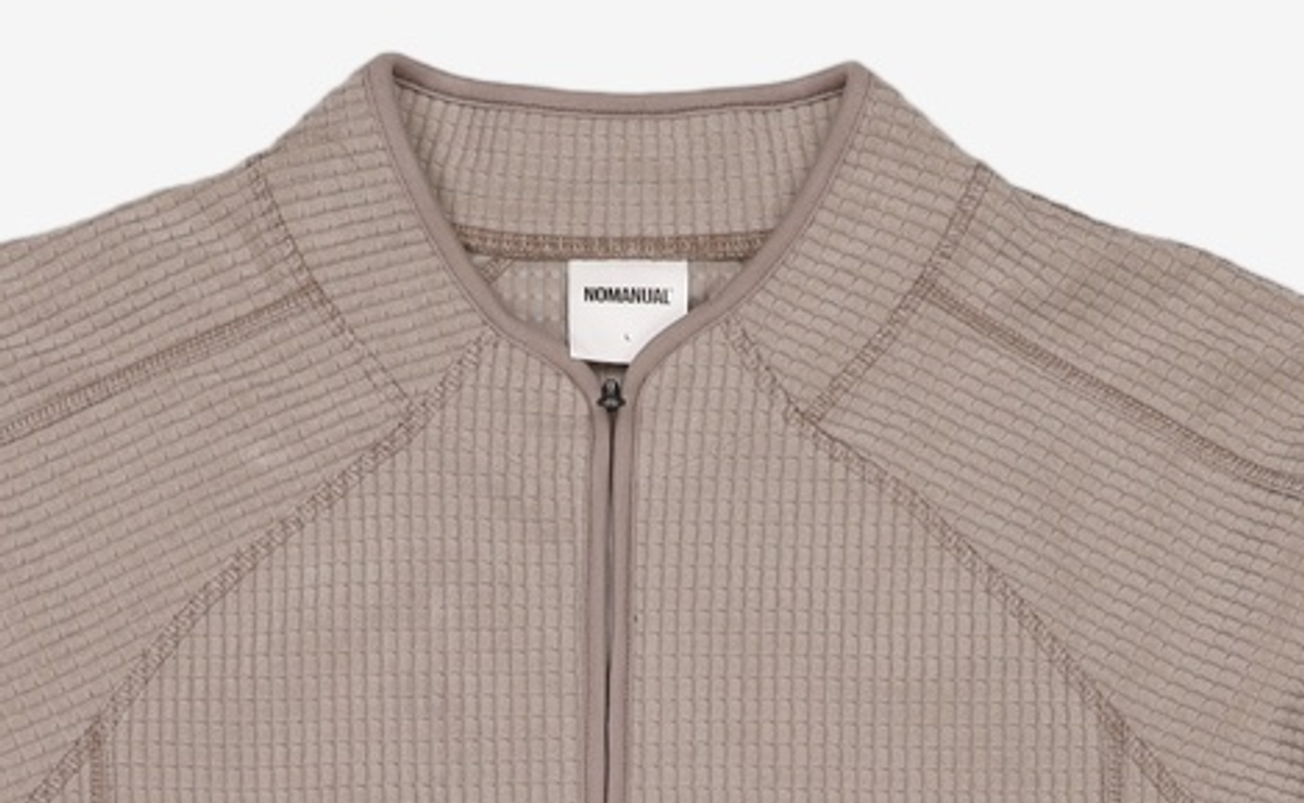 노매뉴얼(NOMANUAL) HEAVY WAFFLE HALF ZIP-UP - SAND GRAY 100