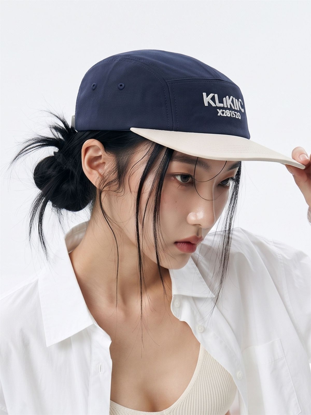 클리킥(KLIKIIC) 캠프캡 스트림 라인 크림&네이비 SSCC-CNW