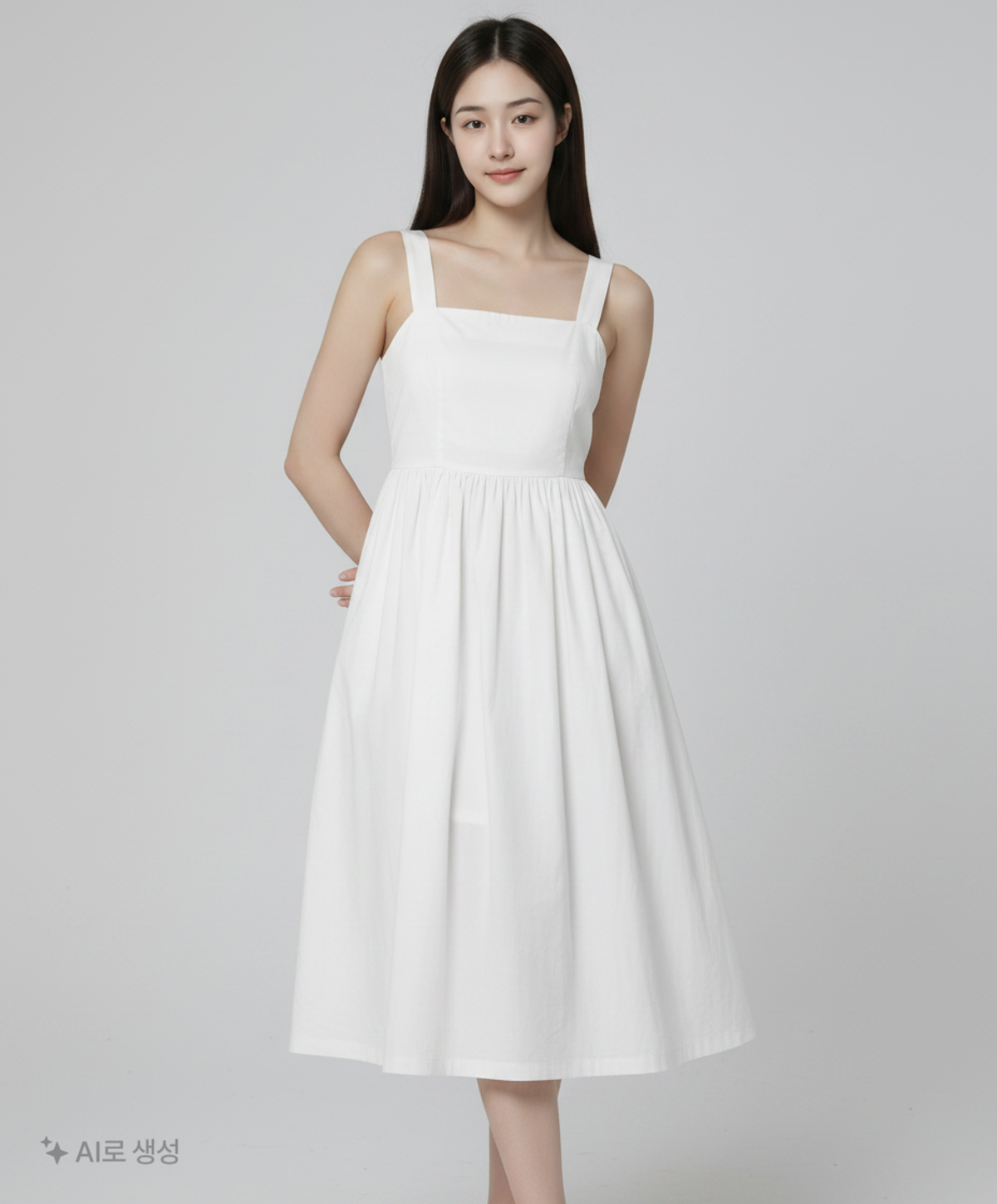 미쏘(MIXXO) 스퀘어넥 끈나시 롱 원피스 MIWOWD721G L