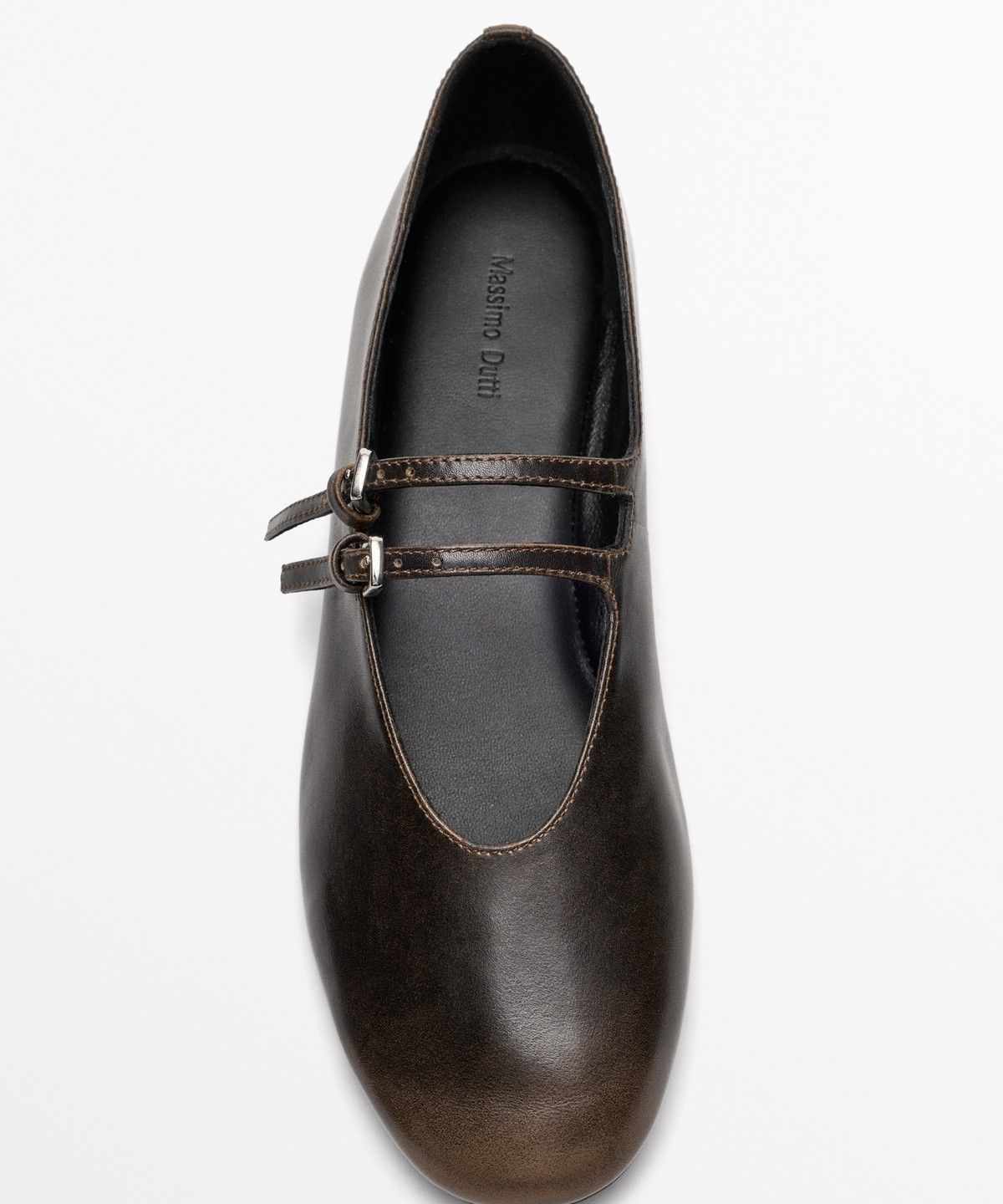 마시모두띠(MASSIMO DUTTI) 더블 스트랩 가죽 발레리나