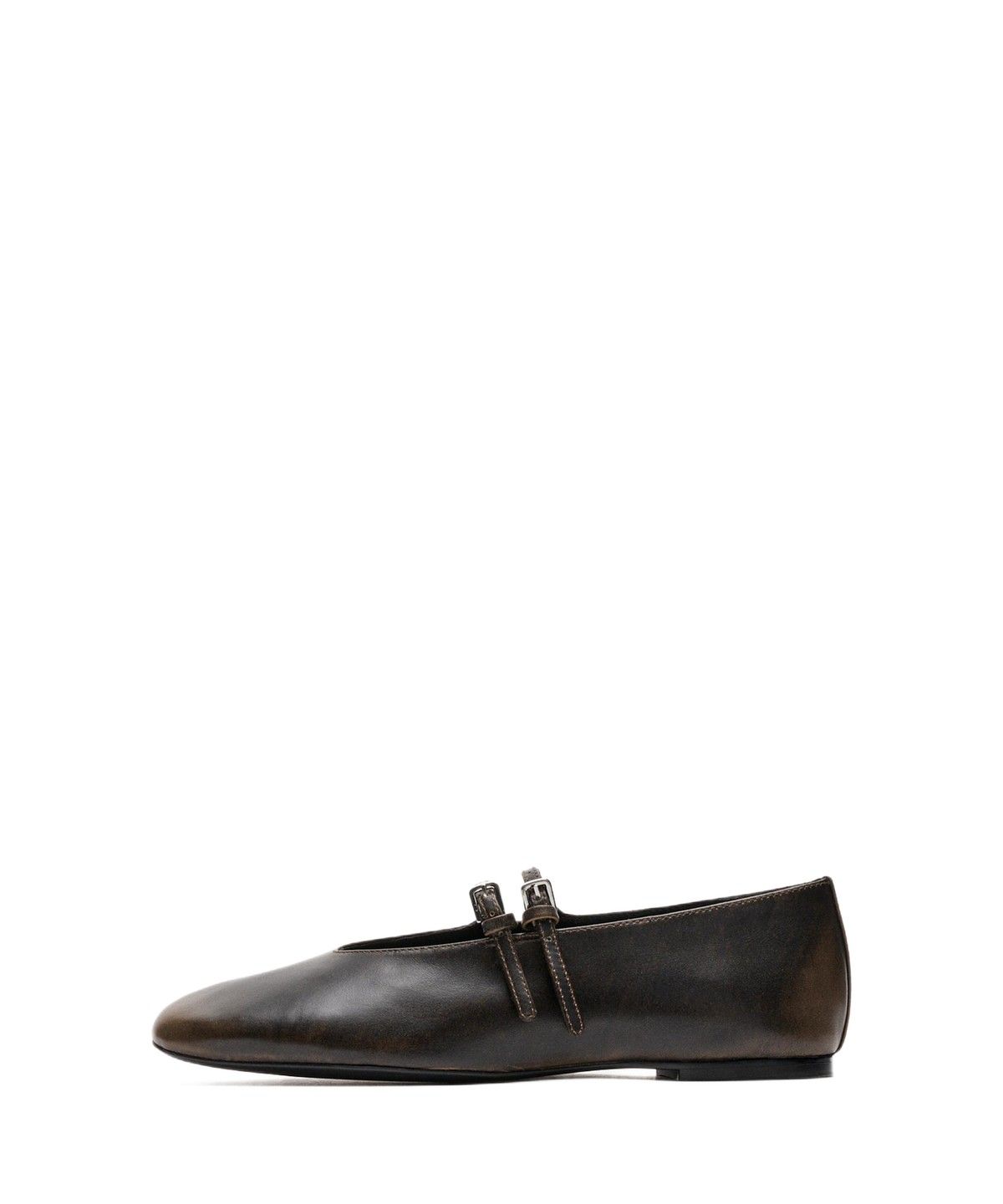 마시모두띠(MASSIMO DUTTI) 더블 스트랩 가죽 발레리나