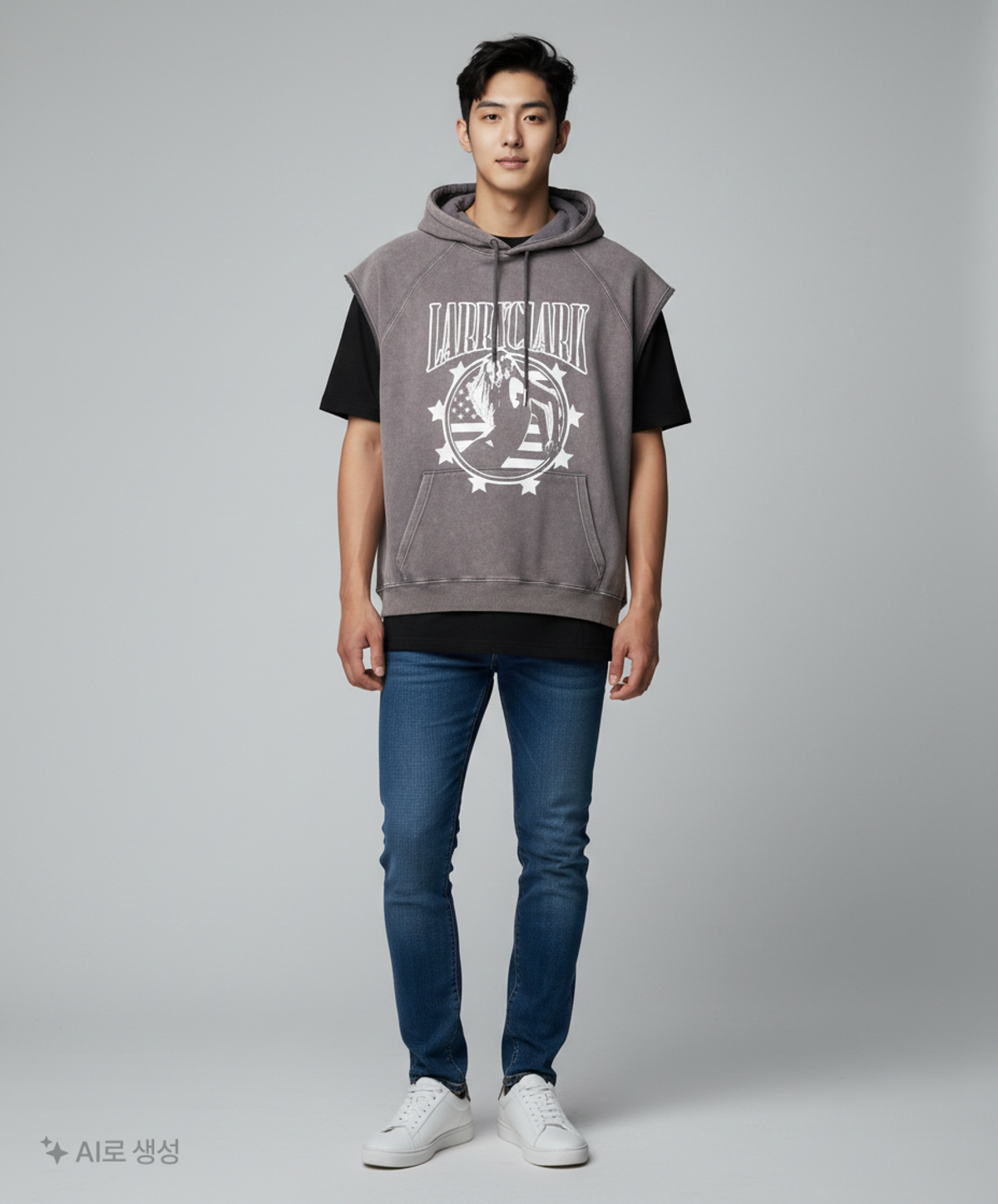 래리클락(LARRY CLARK) [SUPER OVER FIT] ARTWORK VINTAGE VEST CHARCOAL S