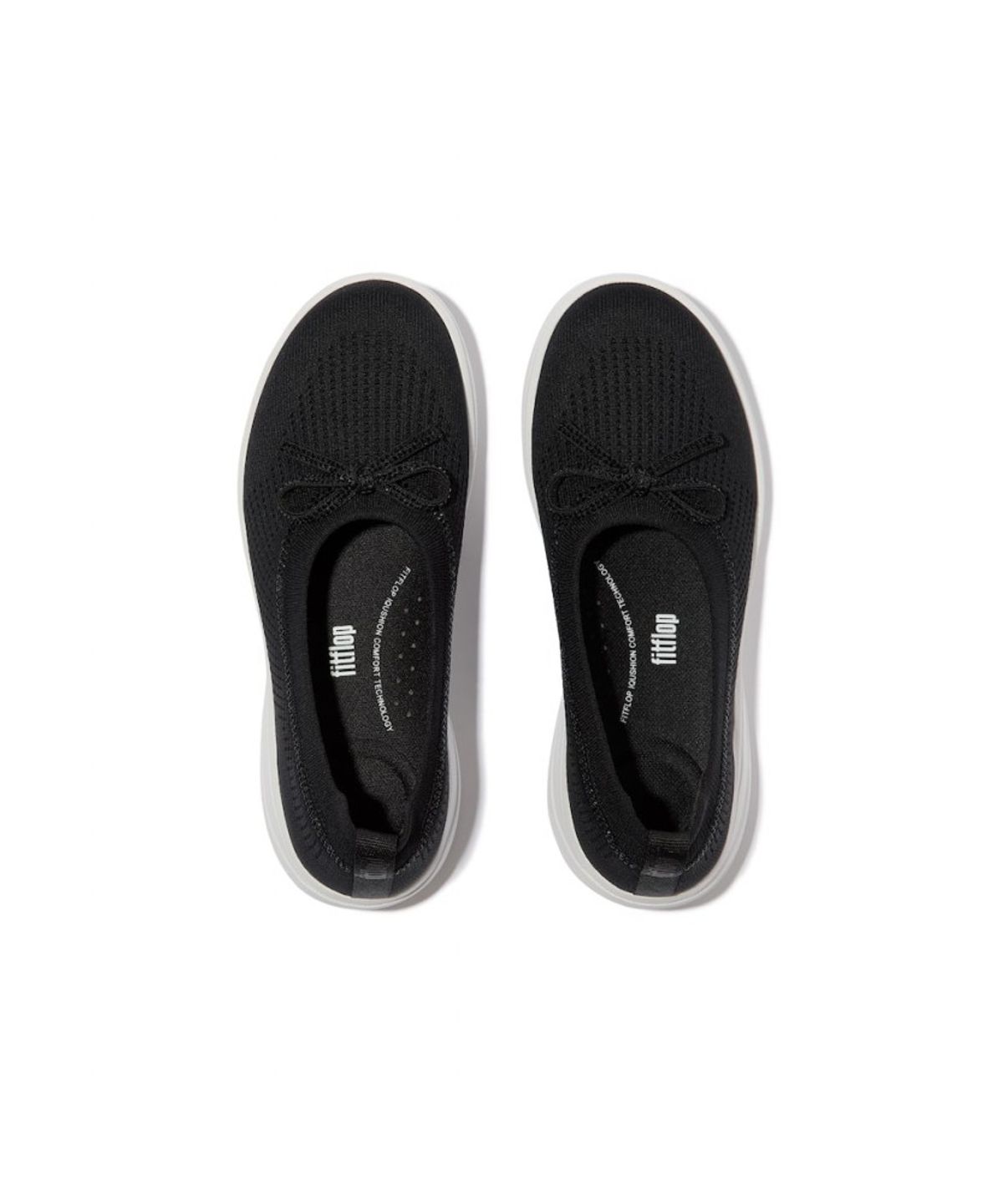 핏플랍(FITFLOP) 여성 슈퍼Q 보우 크리스탈 트림 니트 발레 플랫  블랙 (FT69K2M225)