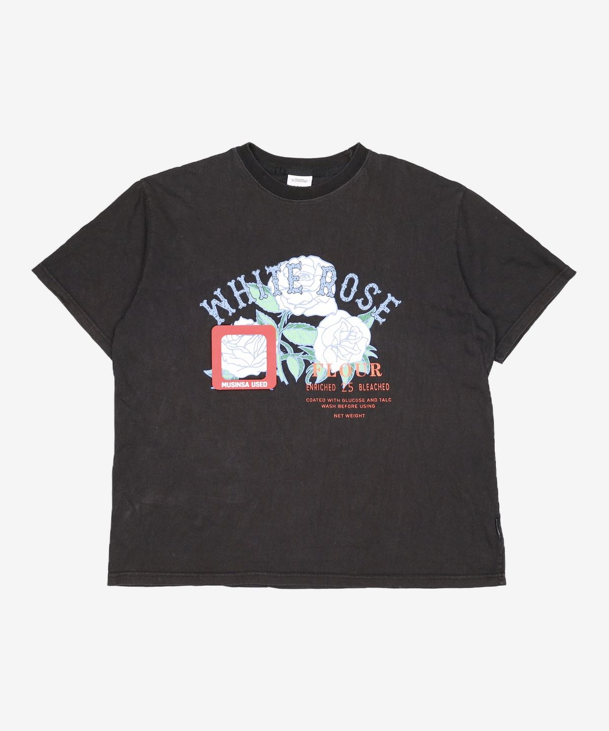 론론(RONRON) WHITE ROSE OVER FIT T-SHIRT BLACK FREE