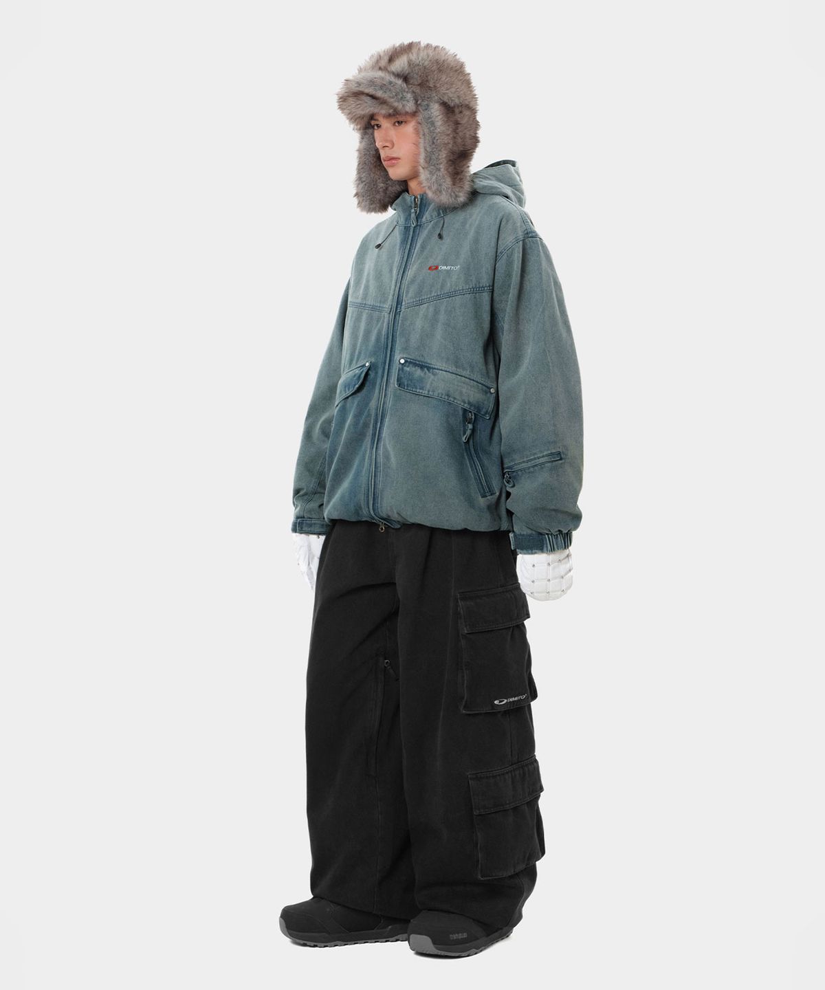 디미토(DIMITO) DENIM MULTI CARGO PANTS (WIDE FIT LV.2) DW BLACK