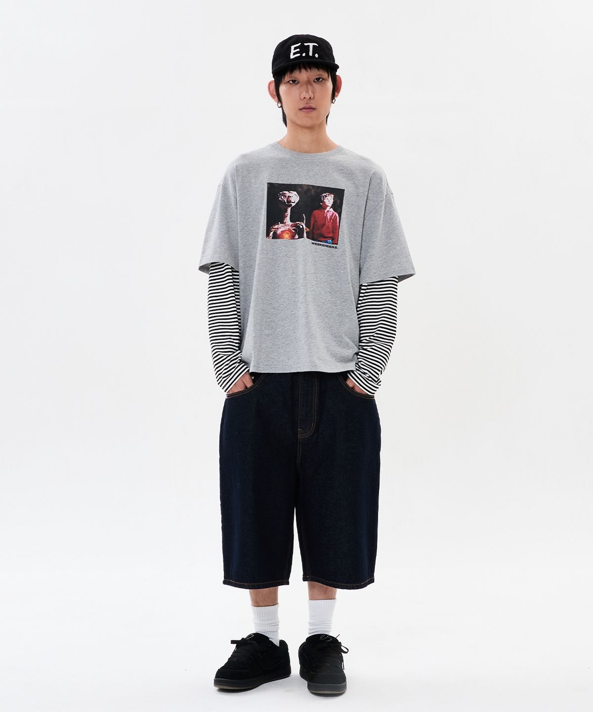 위캔더스(WKNDRS) WKNDRS x E.T. LAYERED T-SHIRT (M.GREY)