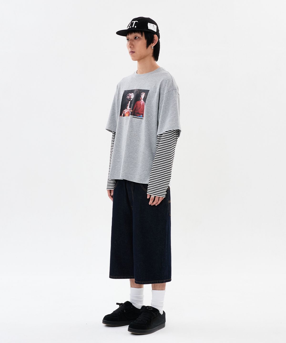 위캔더스(WKNDRS) WKNDRS x E.T. LAYERED T-SHIRT (M.GREY)