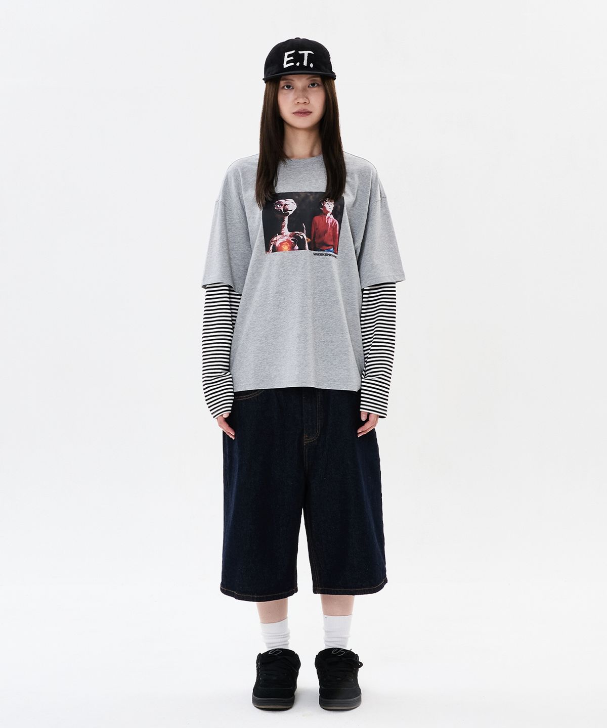 위캔더스(WKNDRS) WKNDRS x E.T. LAYERED T-SHIRT (M.GREY)