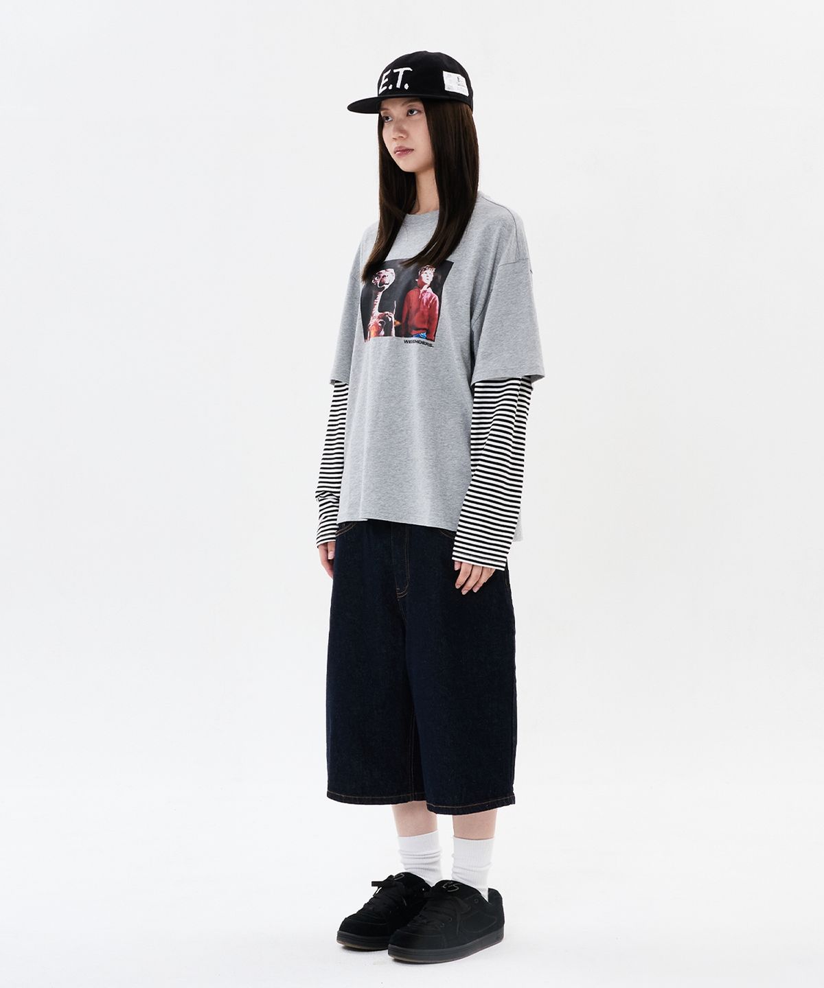 위캔더스(WKNDRS) WKNDRS x E.T. LAYERED T-SHIRT (M.GREY)