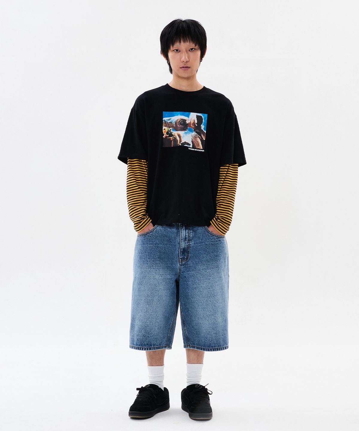위캔더스(WKNDRS) WKNDRS x E.T. LAYERED T-SHIRT (BLACK)