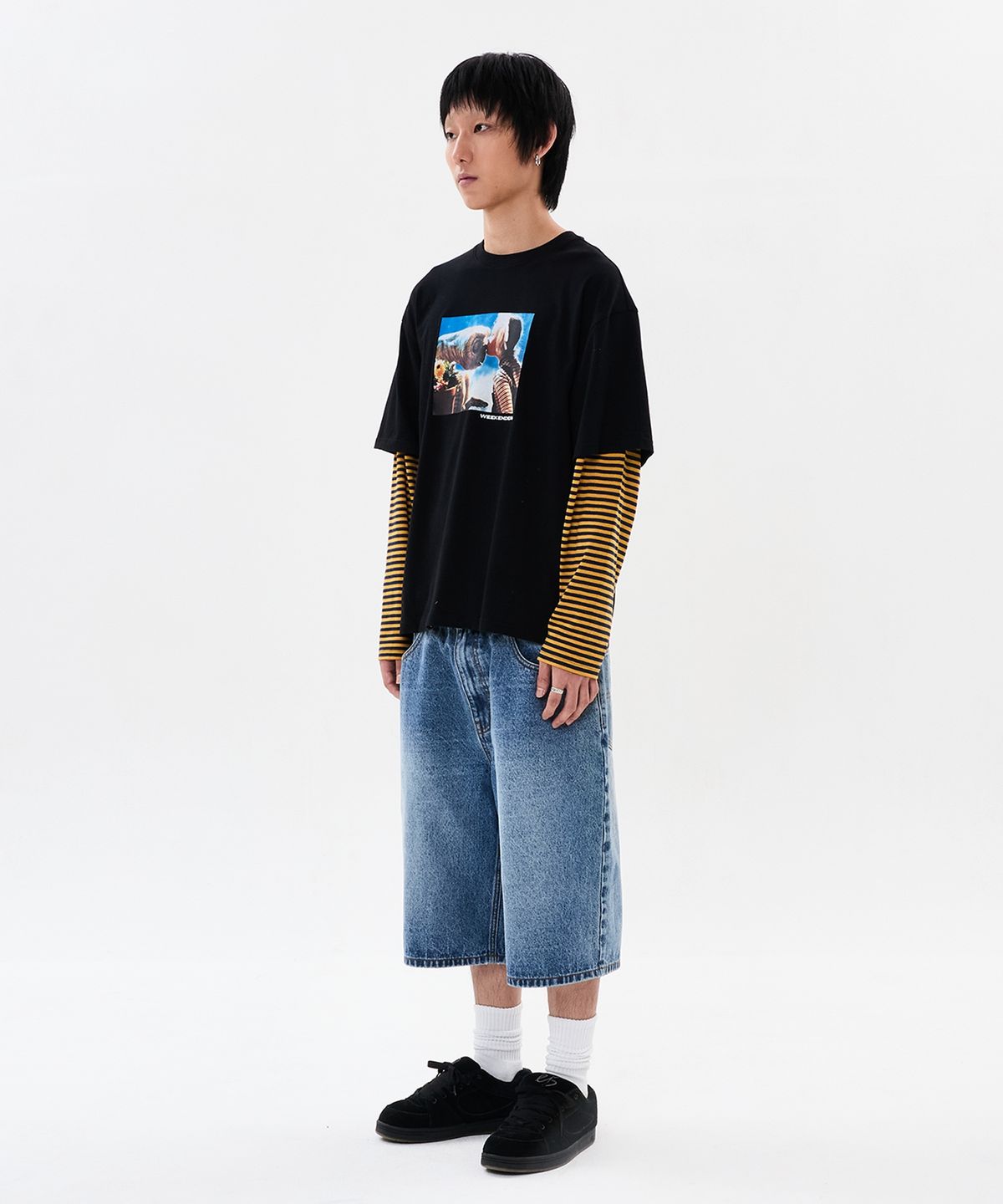 위캔더스(WKNDRS) WKNDRS x E.T. LAYERED T-SHIRT (BLACK)
