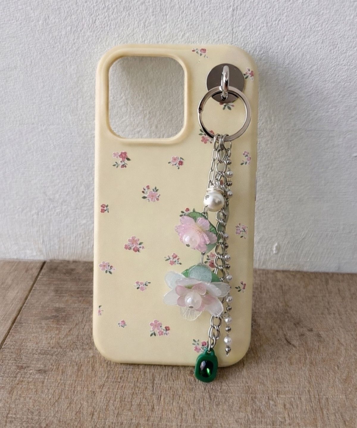 봉보(BONBEAU) Blooming glass flower chain key ring 아크릴 글라스 플라워 진주 체인 스와로브스키 참 가방 파우치 키링