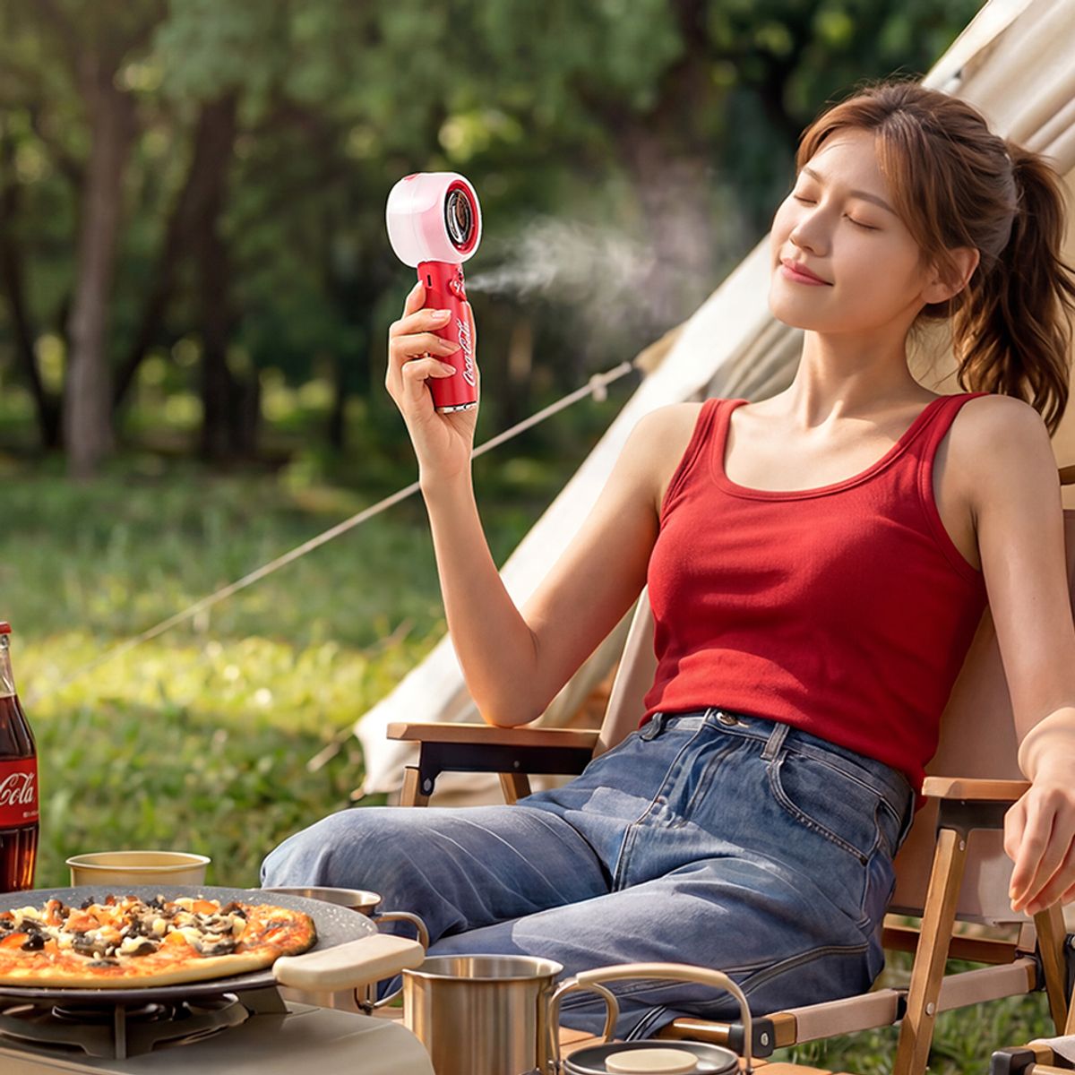 엔조이 코카콜라(ENJOY COCACOLA) 코카콜라 시그니처 휴대용 미스트 핸디 선풍기 CO-WFS07R