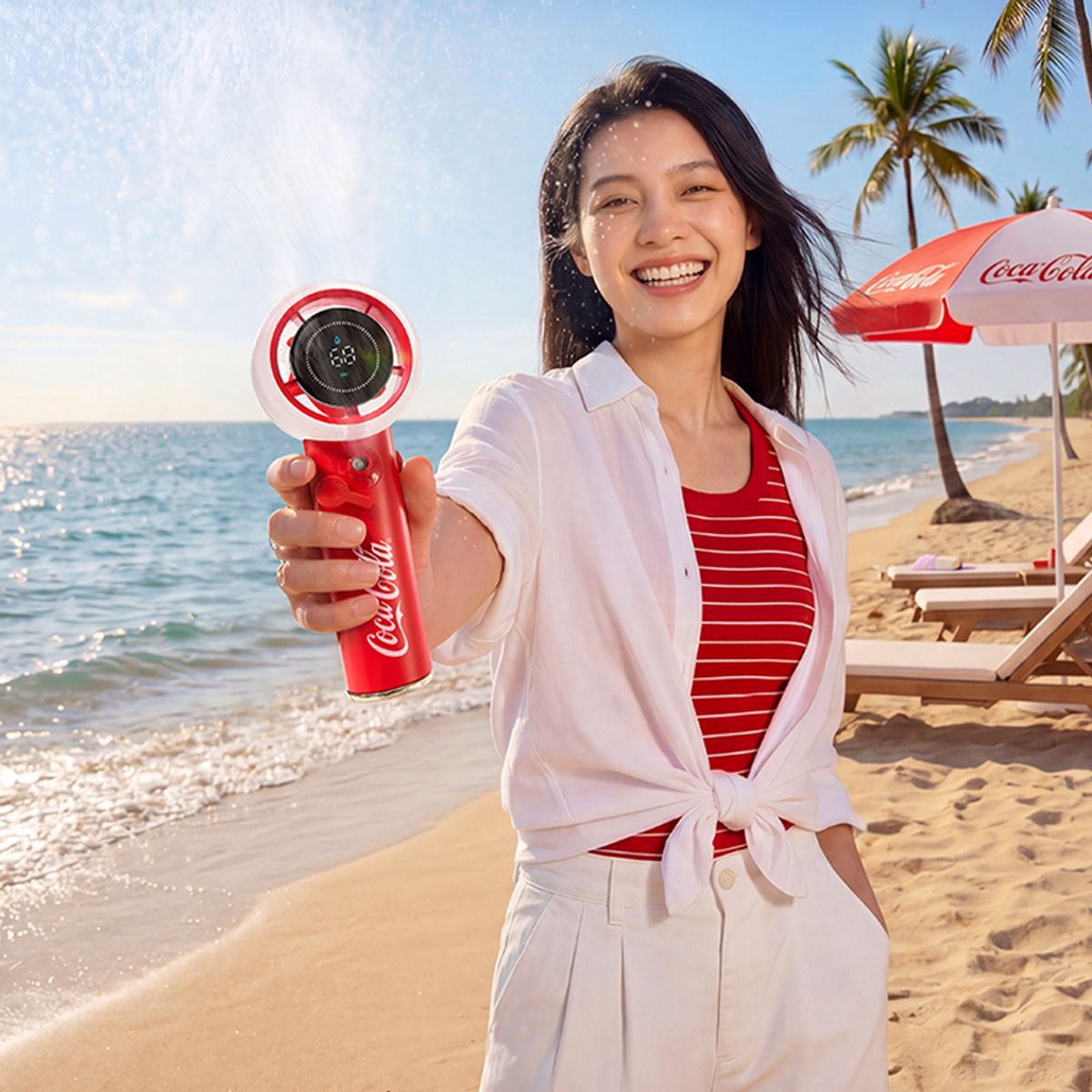 엔조이 코카콜라(ENJOY COCACOLA) 코카콜라 시그니처 휴대용 미스트 핸디 선풍기 CO-WFS07R