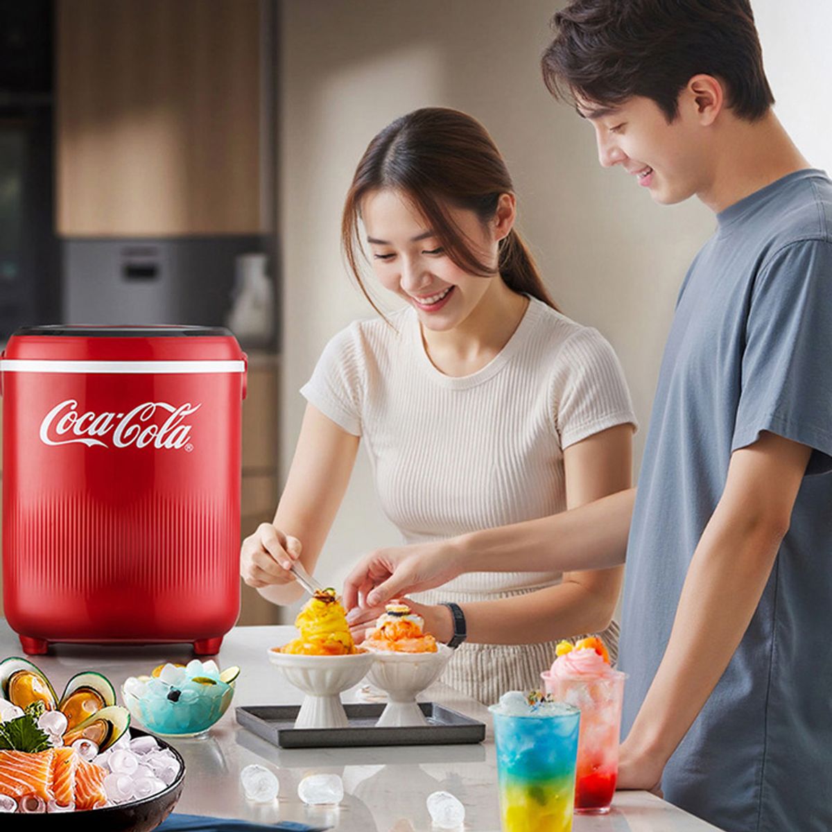 엔조이 코카콜라(ENJOY COCACOLA) 코카콜라 시그니처 급속 제빙기 홈카페 캠핑 아이스메이커 CO-WZB01R