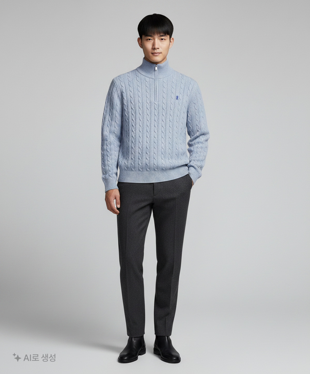 세컨모놀로그(SECONDMONO) Heavyweight Cable Half Zip Knit [BLACK]_COOSKT042BLACK L