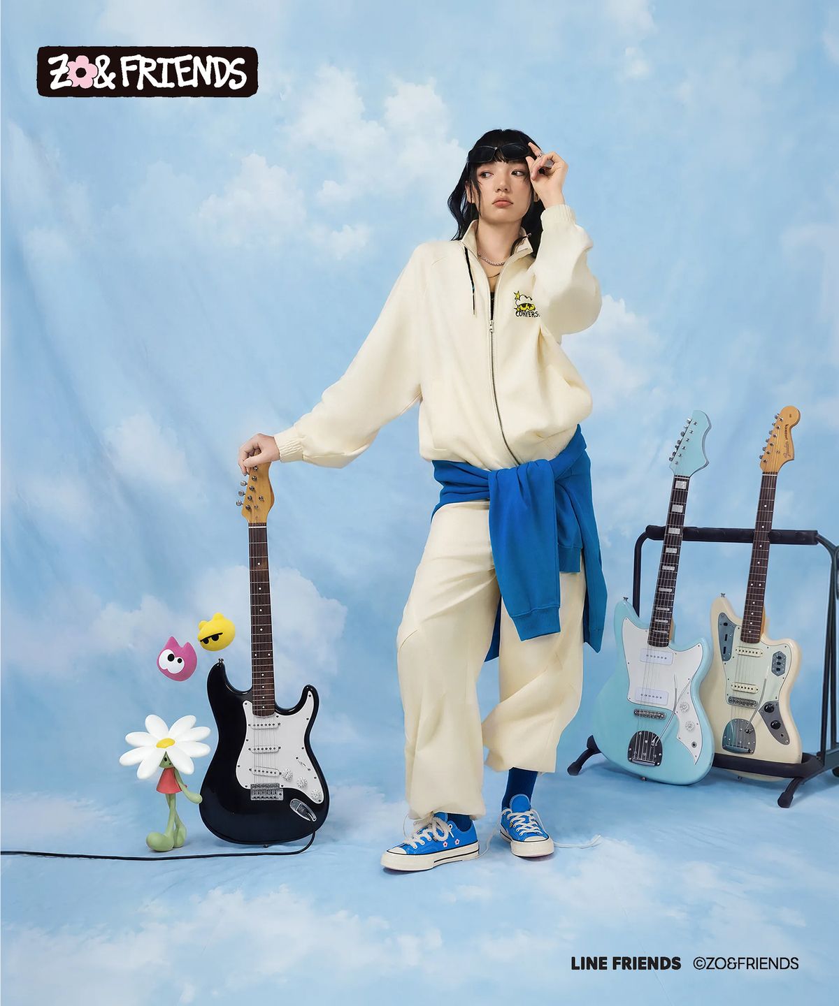 컨버스(CONVERSE) 컨버스 & 조앤프렌즈 오버사이즈 집업 스웨트셔츠 에그렛 UCL158-W2Y