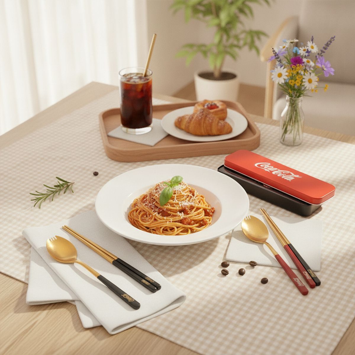 엔조이 코카콜라(ENJOY COCACOLA) 코카콜라 시그니처 스테인리스 휴대용 수저세트