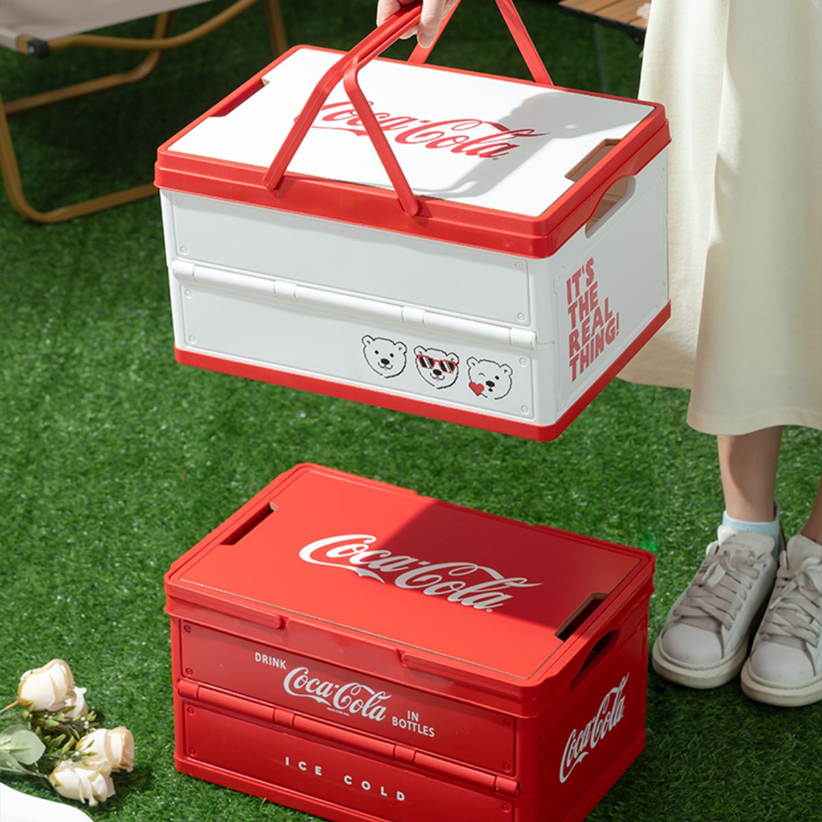 엔조이 코카콜라(ENJOY COCACOLA) 코카콜라 시그니처 폴딩 스토리지 박스 감성 캠핑 수납함