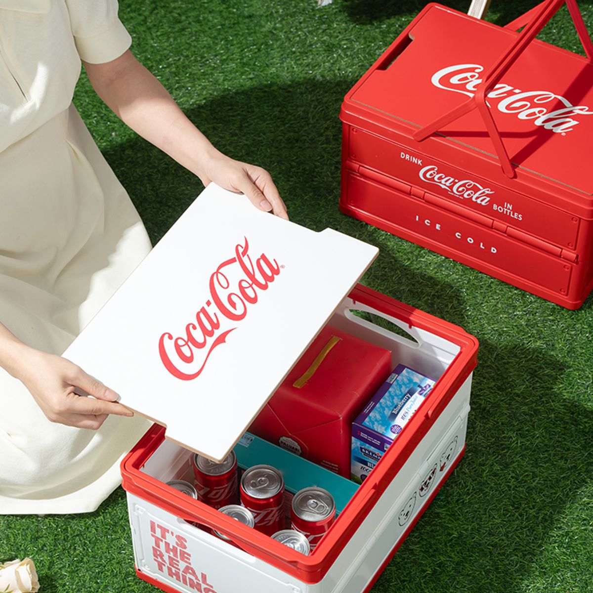 엔조이 코카콜라(ENJOY COCACOLA) 코카콜라 시그니처 폴딩 스토리지 박스 감성 캠핑 수납함