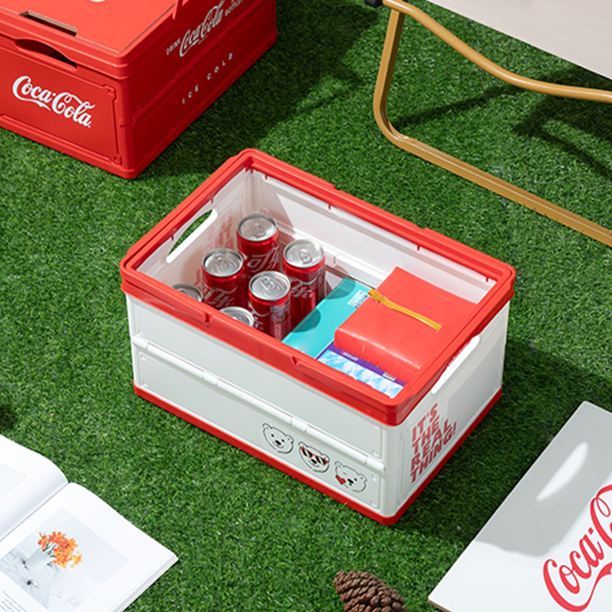 엔조이 코카콜라(ENJOY COCACOLA) 코카콜라 시그니처 폴딩 스토리지 박스 감성 캠핑 수납함