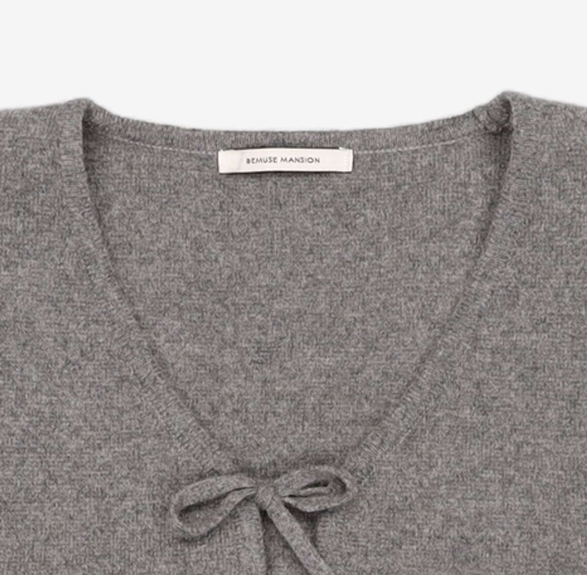 비뮤즈맨션(BEMUSE MANSION) Ribbon point knit cardigan - Black FREE