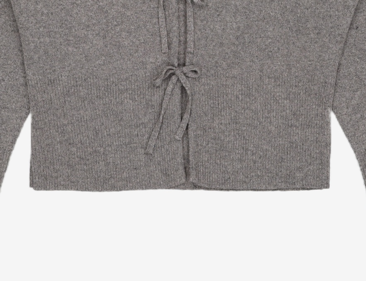 비뮤즈맨션(BEMUSE MANSION) Ribbon point knit cardigan - Black FREE