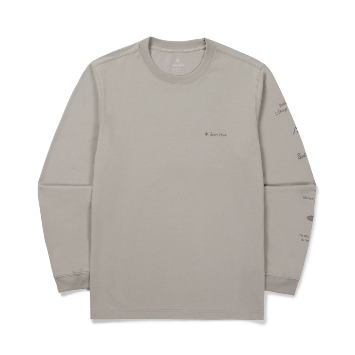 스노우피크 어패럴(SNOWPEAK APPAREL) 에어로웜 소매 그래픽 긴팔 티셔츠 (S26FUFTL24) Beige Gray