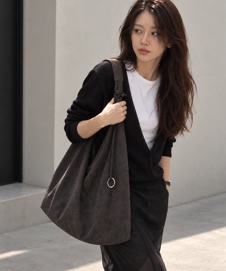 플라워 스웨이드백_Brown, Charcoal