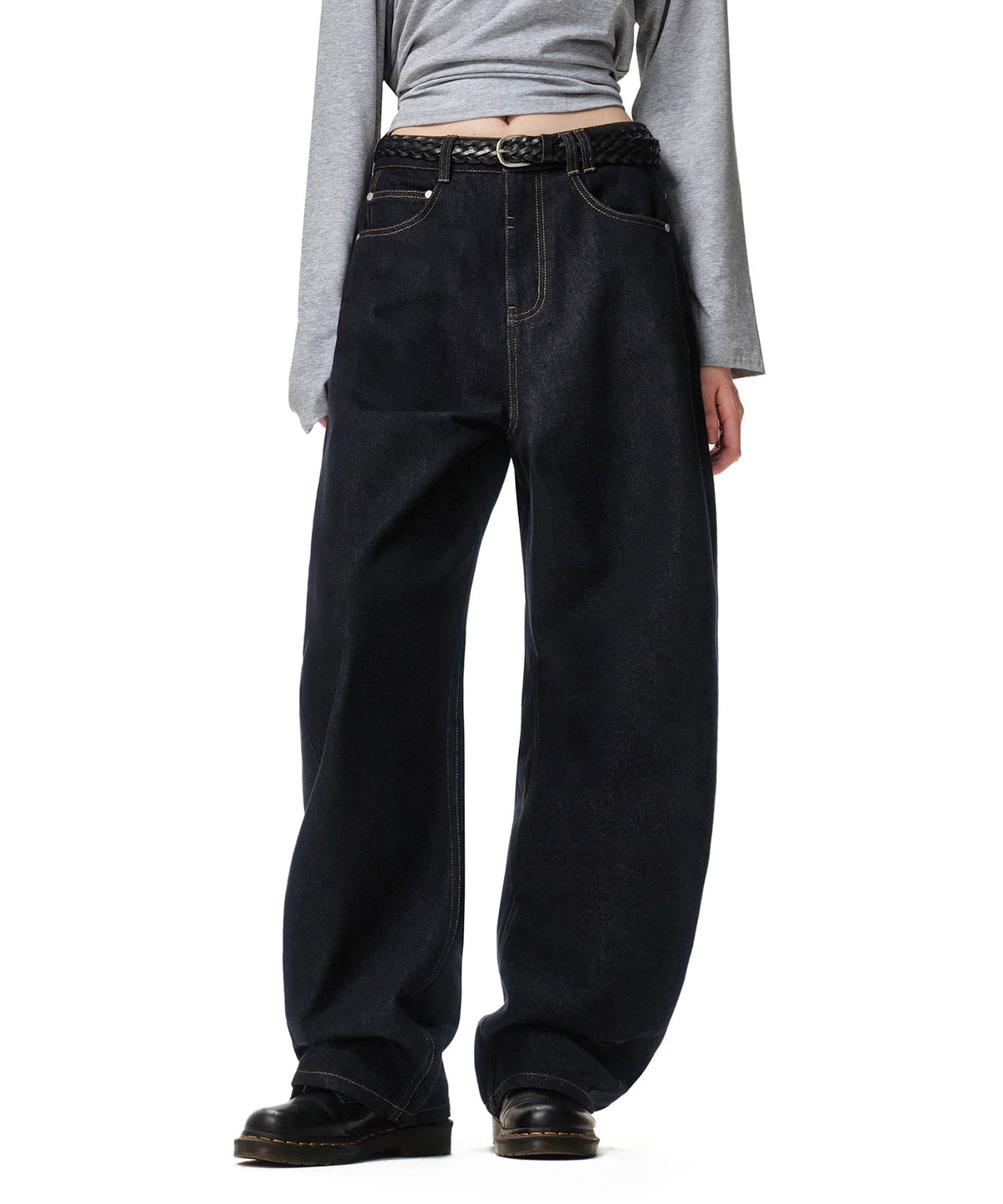 데케트 우먼(DECET WOMEN) Curved Wide Jeans DCWPT013CPINDIGO