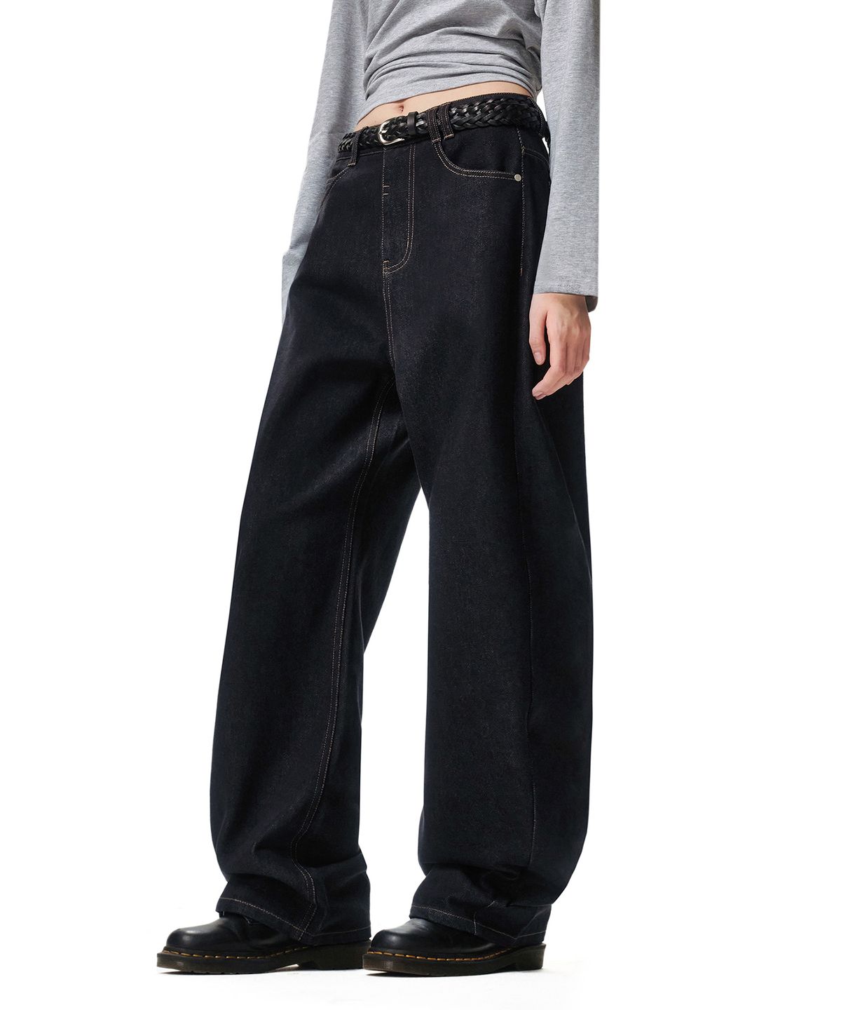 데케트 우먼(DECET WOMEN) Curved Wide Jeans DCWPT013CPINDIGO