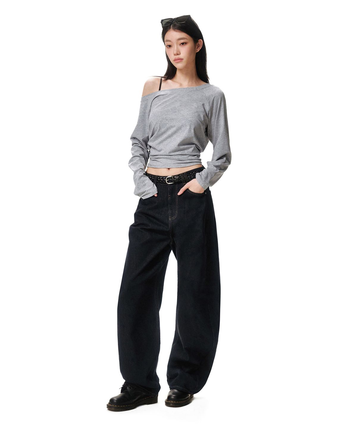 데케트 우먼(DECET WOMEN) Curved Wide Jeans DCWPT013CPINDIGO