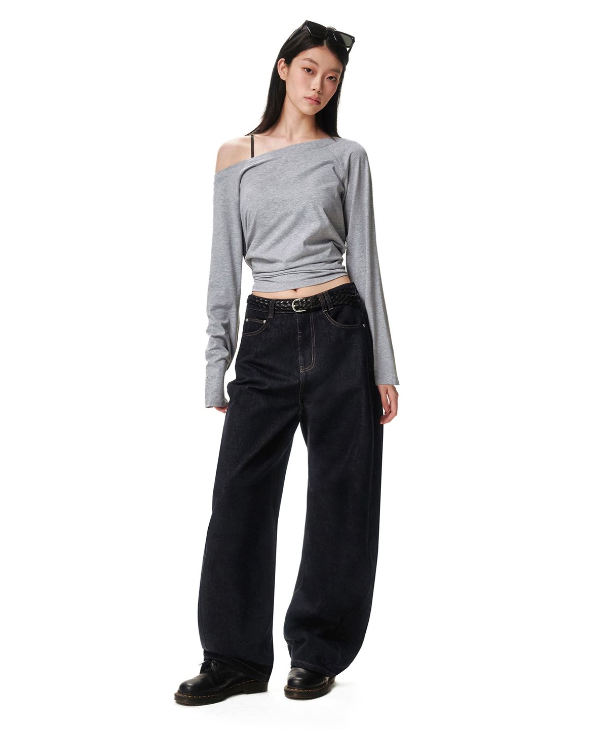 데케트 우먼(DECET WOMEN) Curved Wide Jeans DCWPT013CPINDIGO