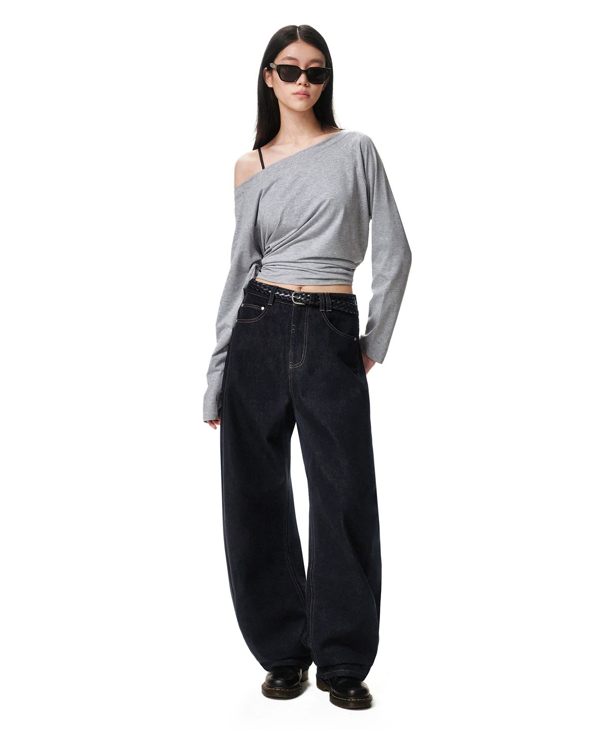 데케트 우먼(DECET WOMEN) Curved Wide Jeans DCWPT013CPINDIGO