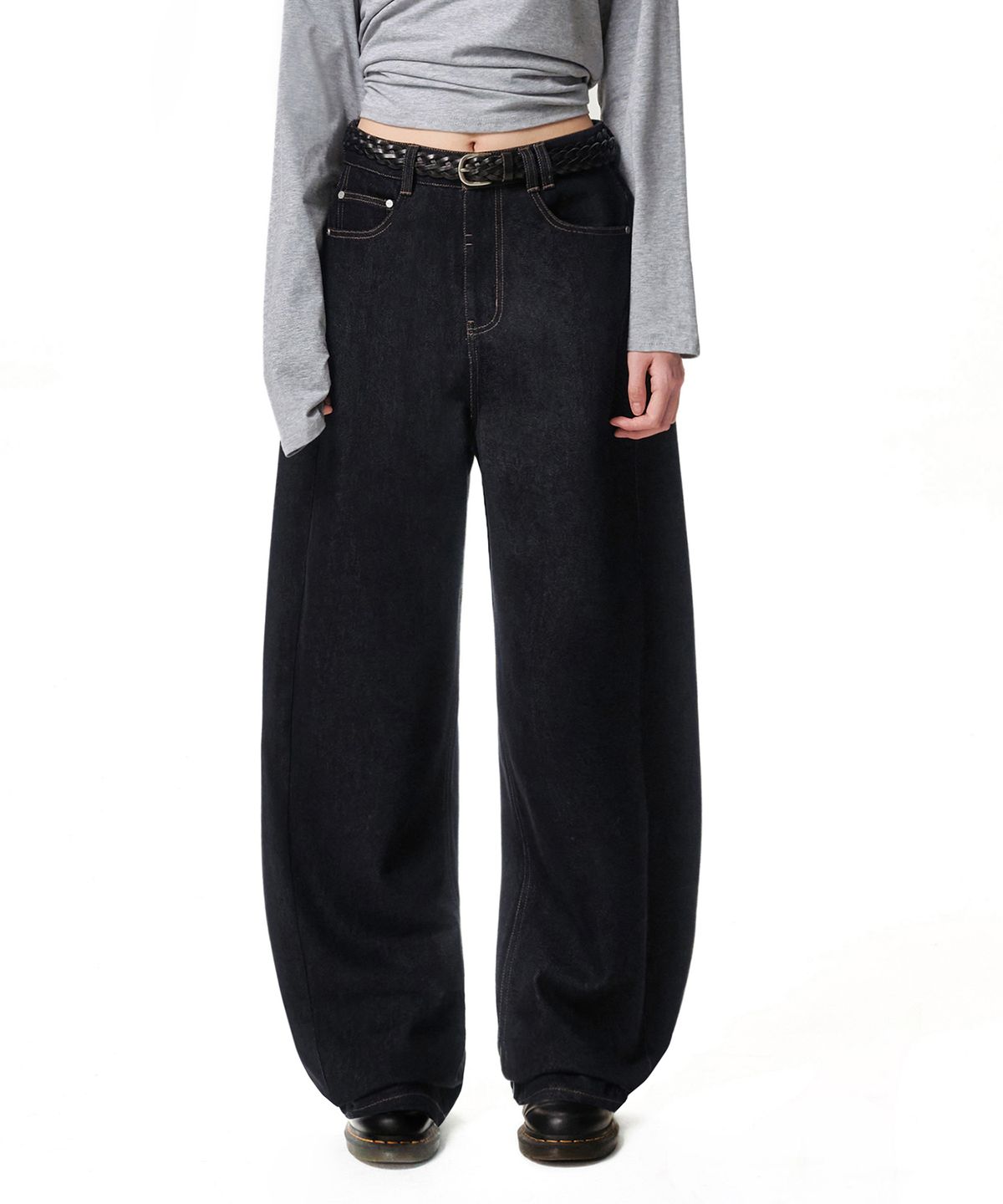 데케트 우먼(DECET WOMEN) Curved Wide Jeans DCWPT013CPINDIGO