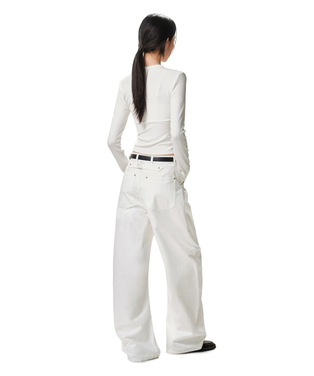 데케트 우먼(DECET WOMEN) Cinchback Barrel Wide Leg Pants DCWPT022WHITE