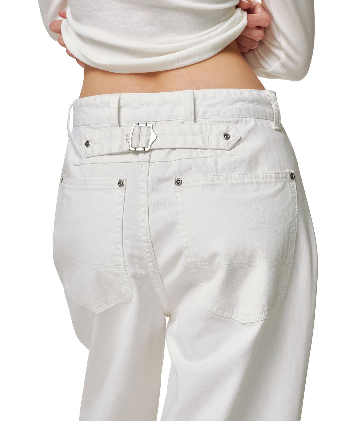 데케트 우먼(DECET WOMEN) Cinchback Barrel Wide Leg Pants DCWPT022WHITE