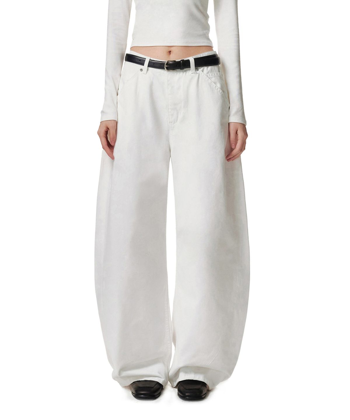 데케트 우먼(DECET WOMEN) Cinchback Barrel Wide Leg Pants DCWPT022WHITE
