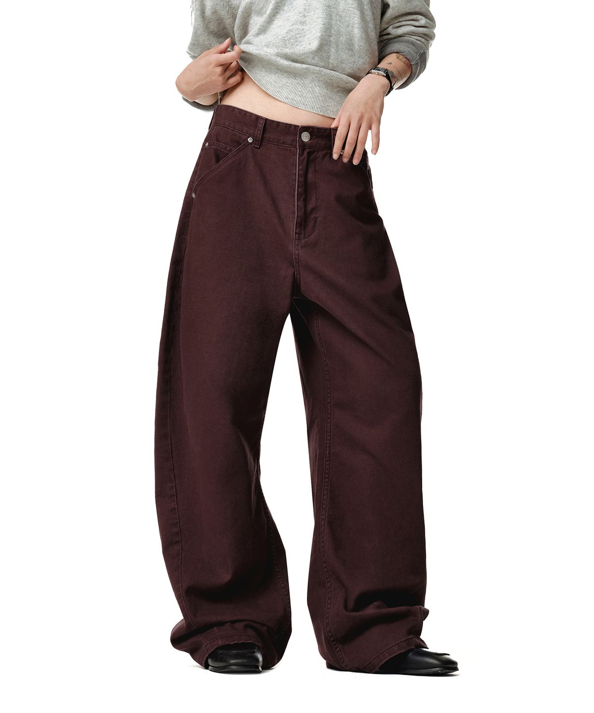 데케트 우먼(DECET WOMEN) Cinchback Barrel Wide Leg Pants DCWPT022PURPLE