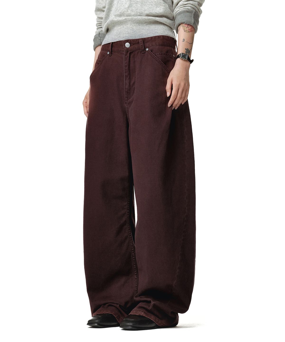 데케트 우먼(DECET WOMEN) Cinchback Barrel Wide Leg Pants DCWPT022PURPLE