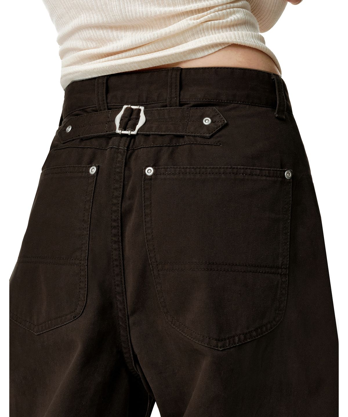 데케트 우먼(DECET WOMEN) Cinchback Barrel Wide Leg Pants DCWPT022BROWN