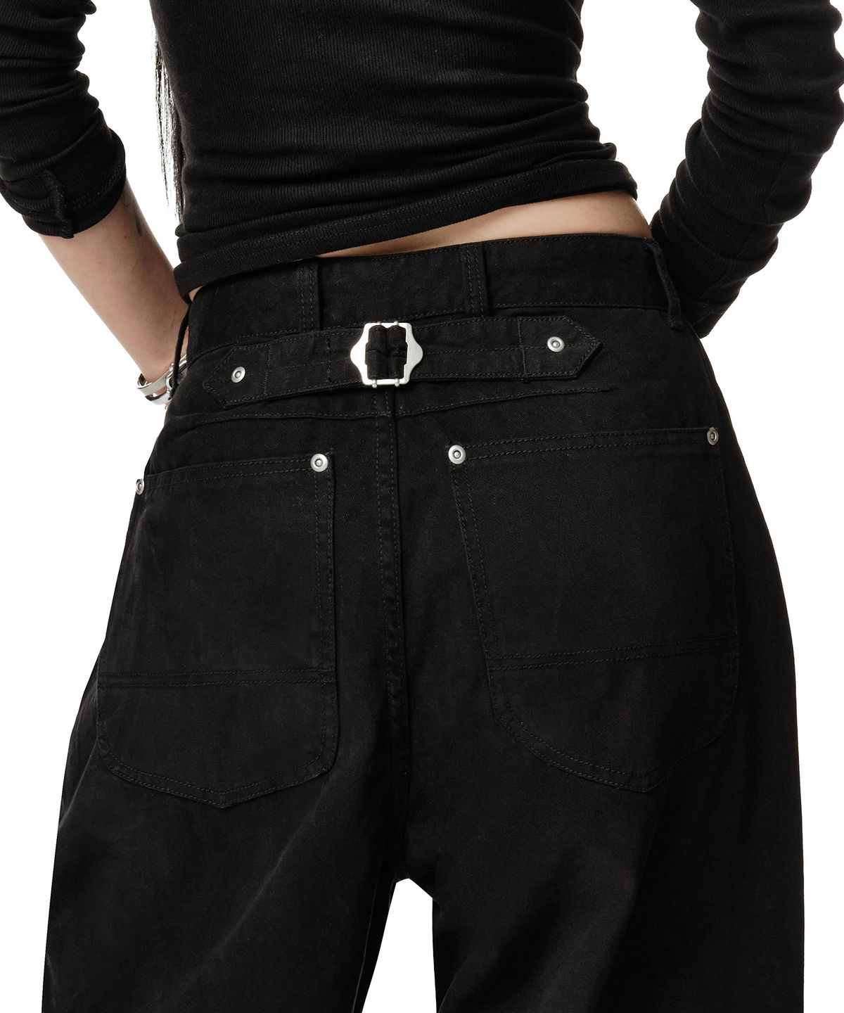 데케트 우먼(DECET WOMEN) Cinchback Barrel Wide Leg Pants DCWPT022BLACK