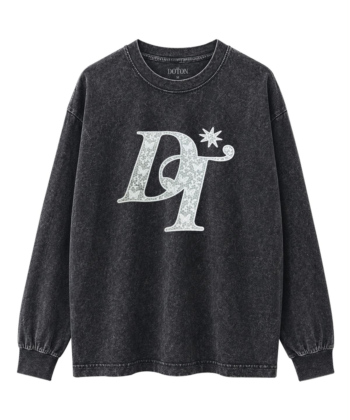 도톤(DOTON) LACE EMBLEM ACID LONG SLEEVE (Brown)