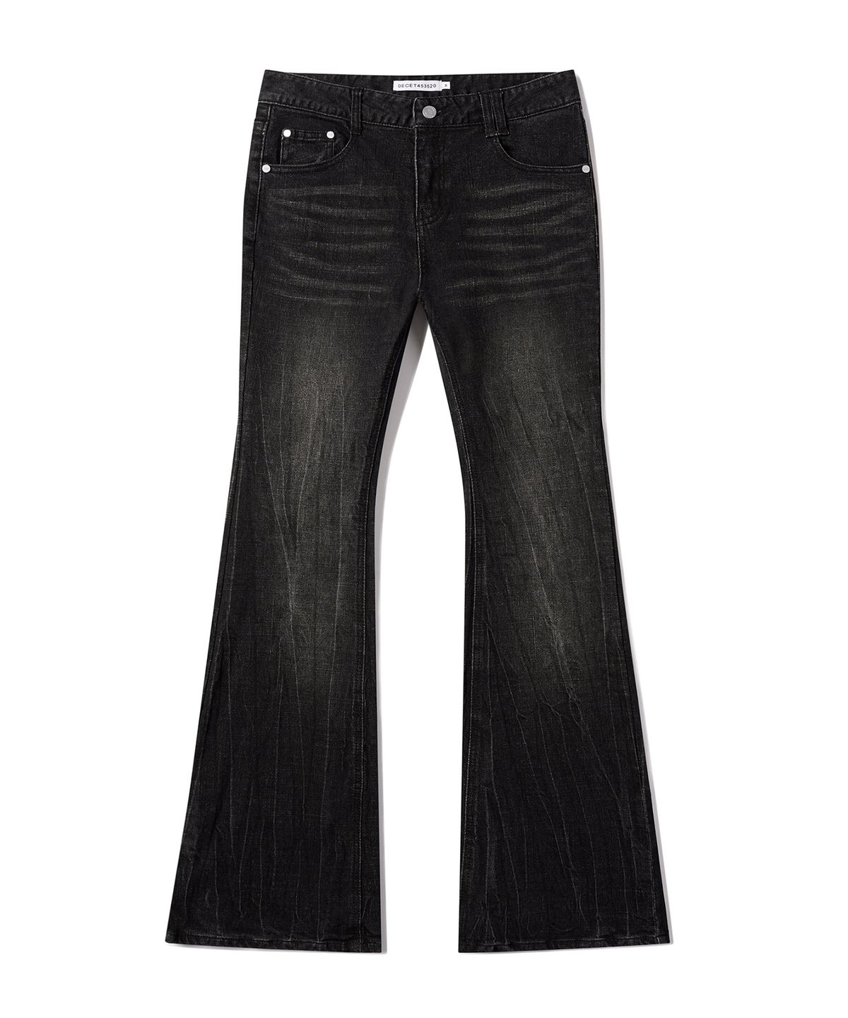 데케트 우먼(DECET WOMEN) Crinkle Washed Low Rise Slim Flared Jeans DCWPT035BLACK