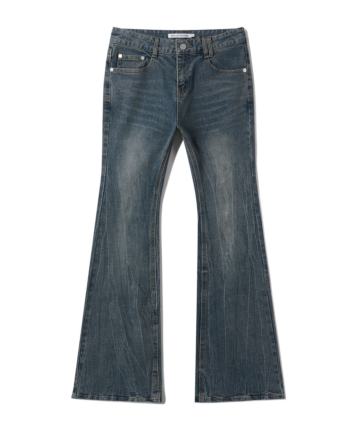 데케트 우먼(DECET WOMEN) Crinkle Washed Low Rise Slim Flared Jeans DCWPT035BLUE