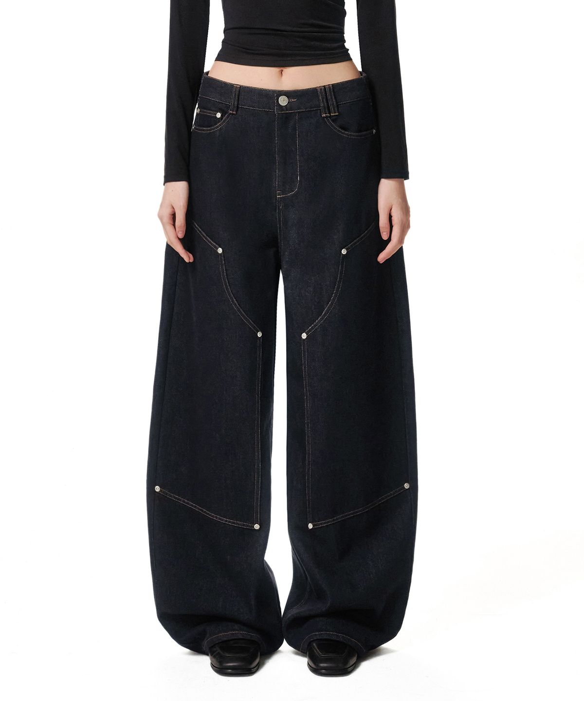 데케트 우먼(DECET WOMEN) Double Knee Barrel Jeans DCWPT043CPINDIGO
