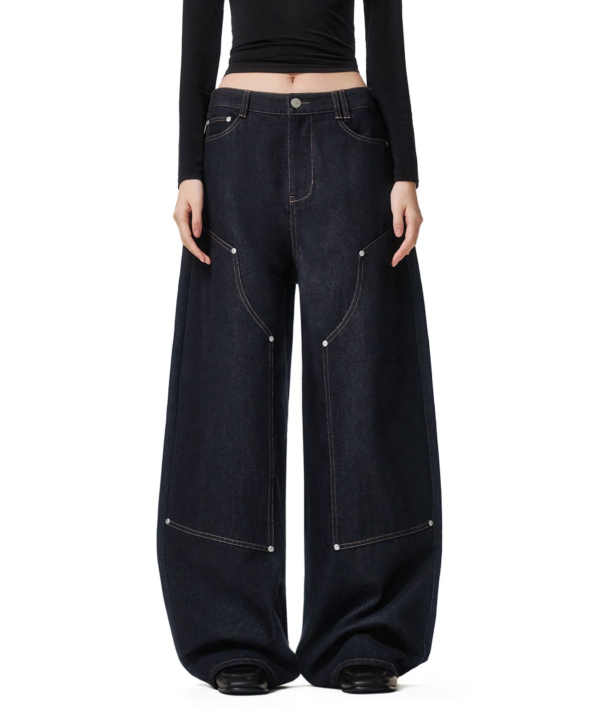 데케트 우먼(DECET WOMEN) Double Knee Barrel Jeans DCWPT043CPINDIGO