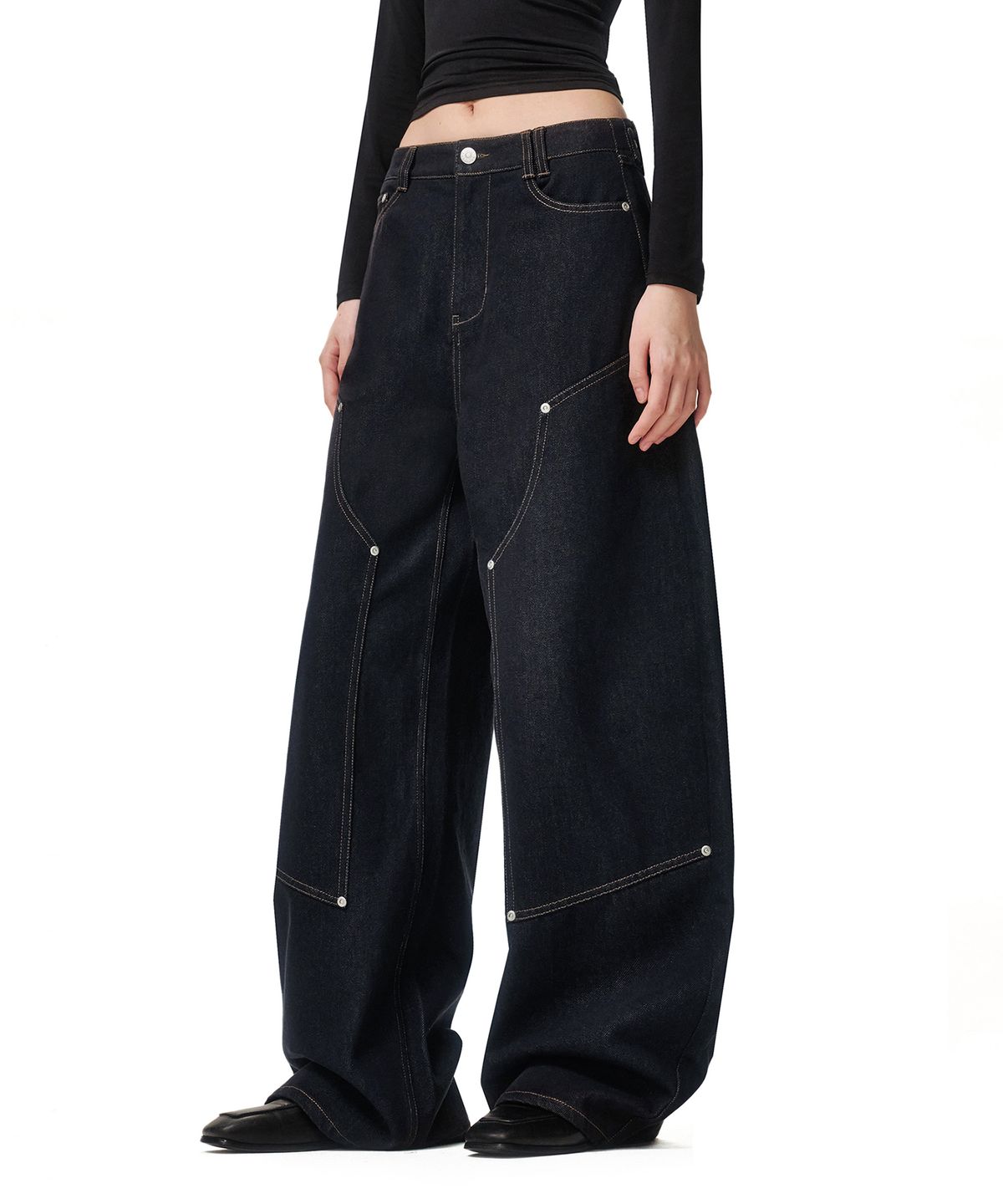데케트 우먼(DECET WOMEN) Double Knee Barrel Jeans DCWPT043CPINDIGO