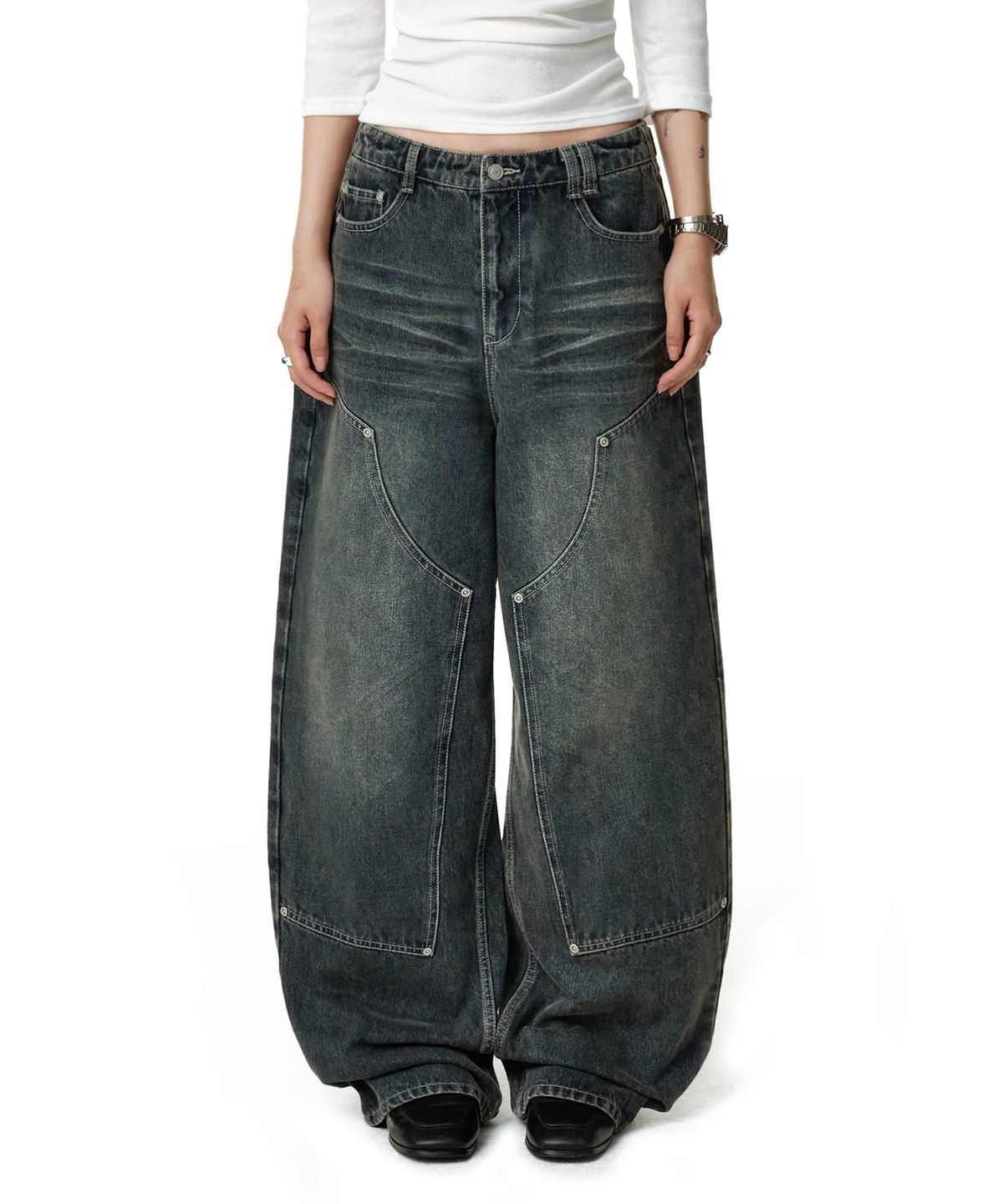 데케트 우먼(DECET WOMEN) Double Knee Barrel Jeans DCWPT043BLUE