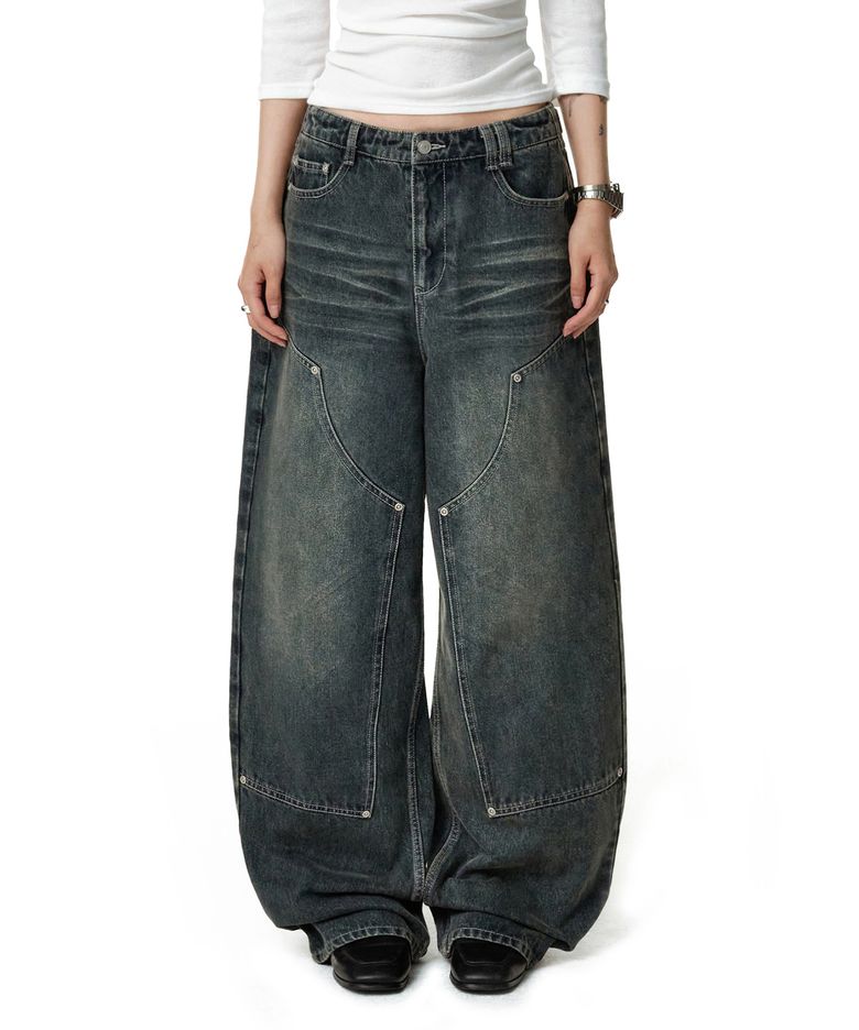Double Knee Barrel Jeans DCWPT043BLUE